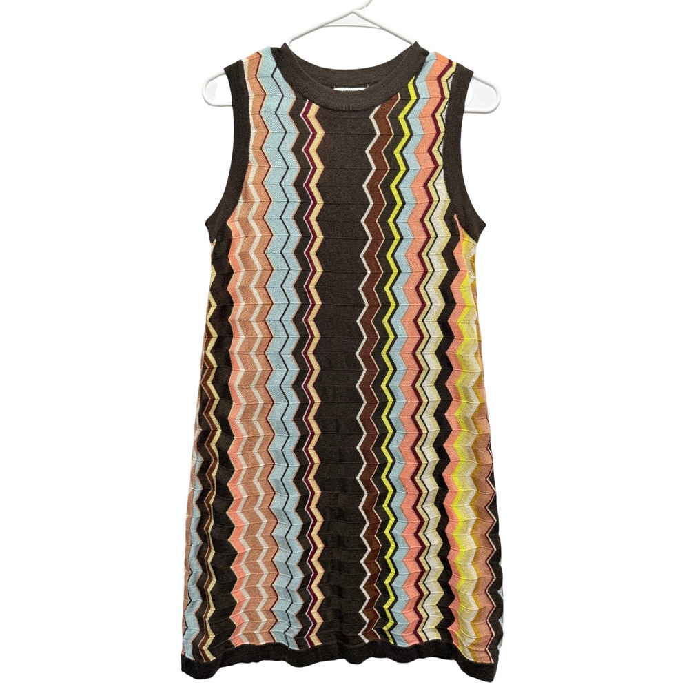 Missoni for Target 20th Anniversary Zigzag Knit Shift Dress Brown Multi Medium